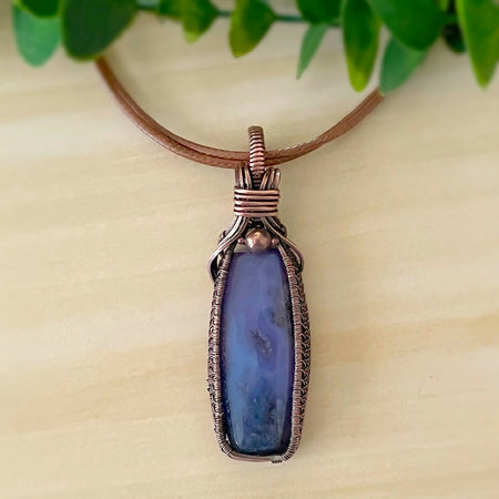Majestic 72x23mm Wire-Wrapped Purple Moss Agate Pendant