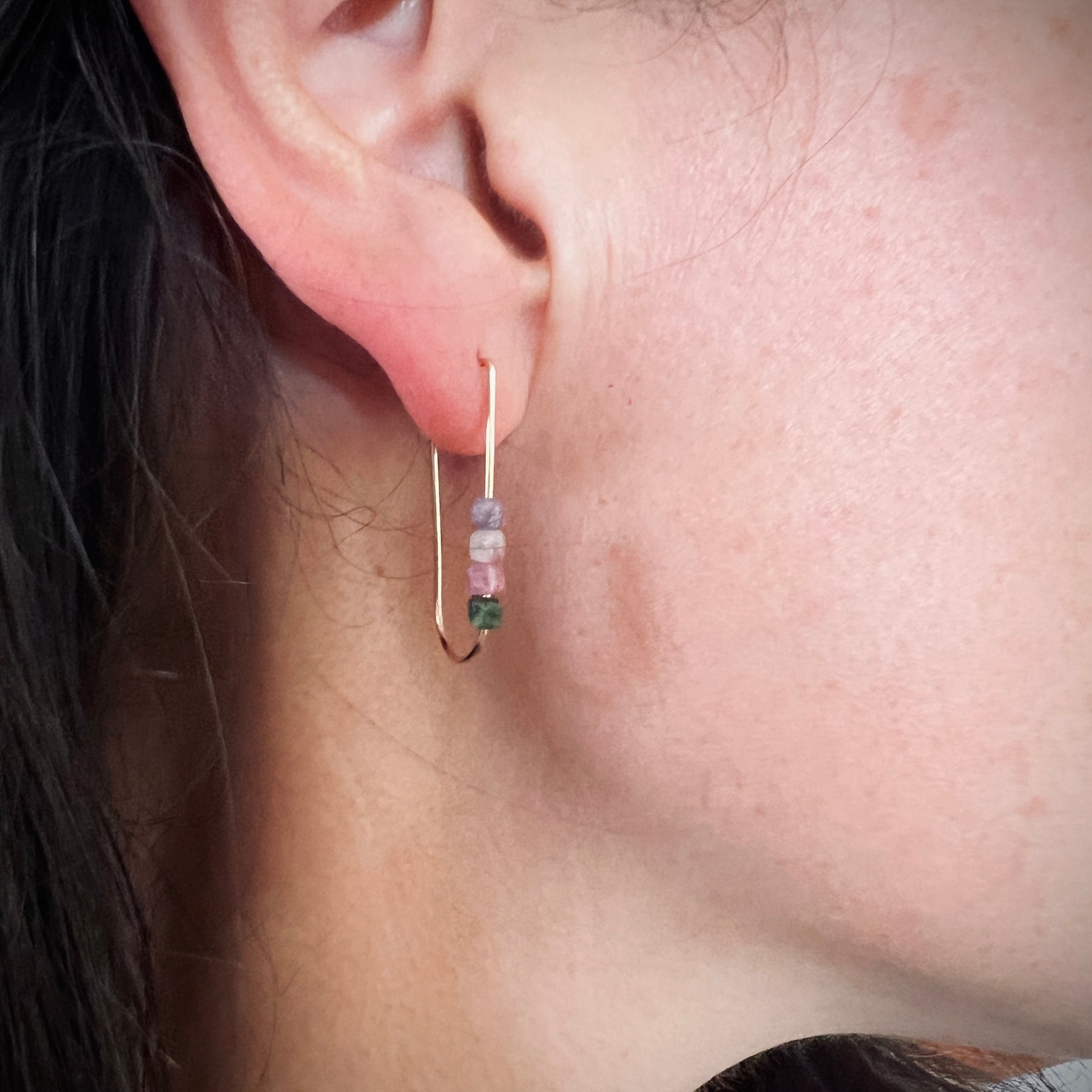 Oval Hooped Tourmaline Earrings Sterling Silver | Rose Gold
