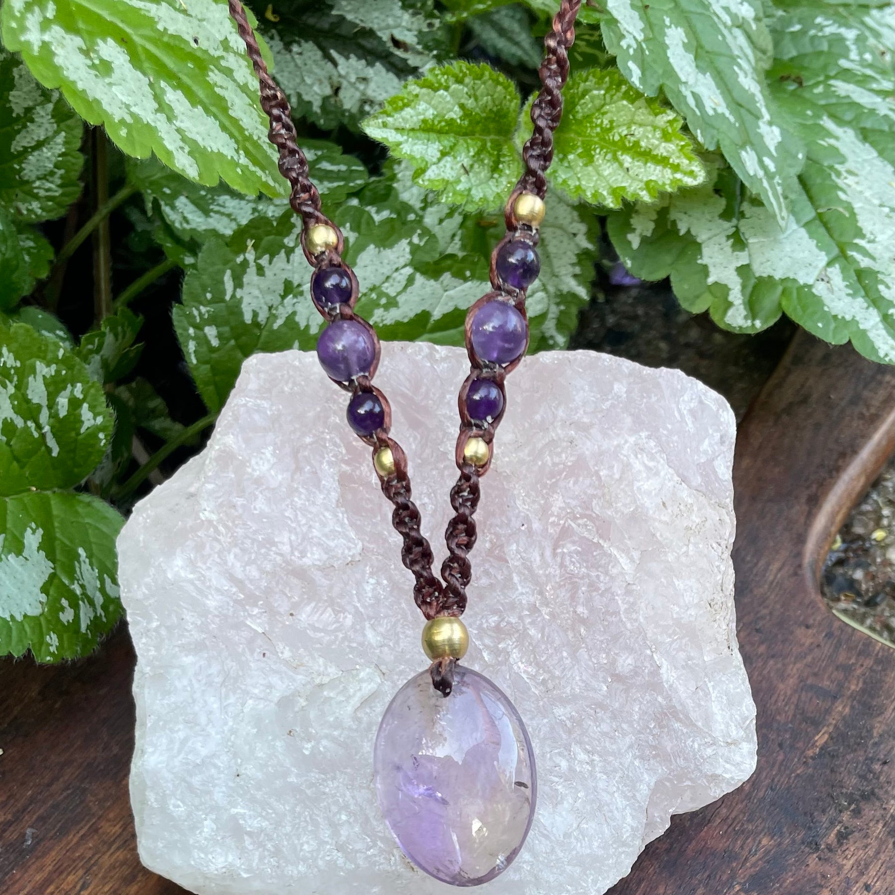 Amethyst Pendant, Macrame necklace