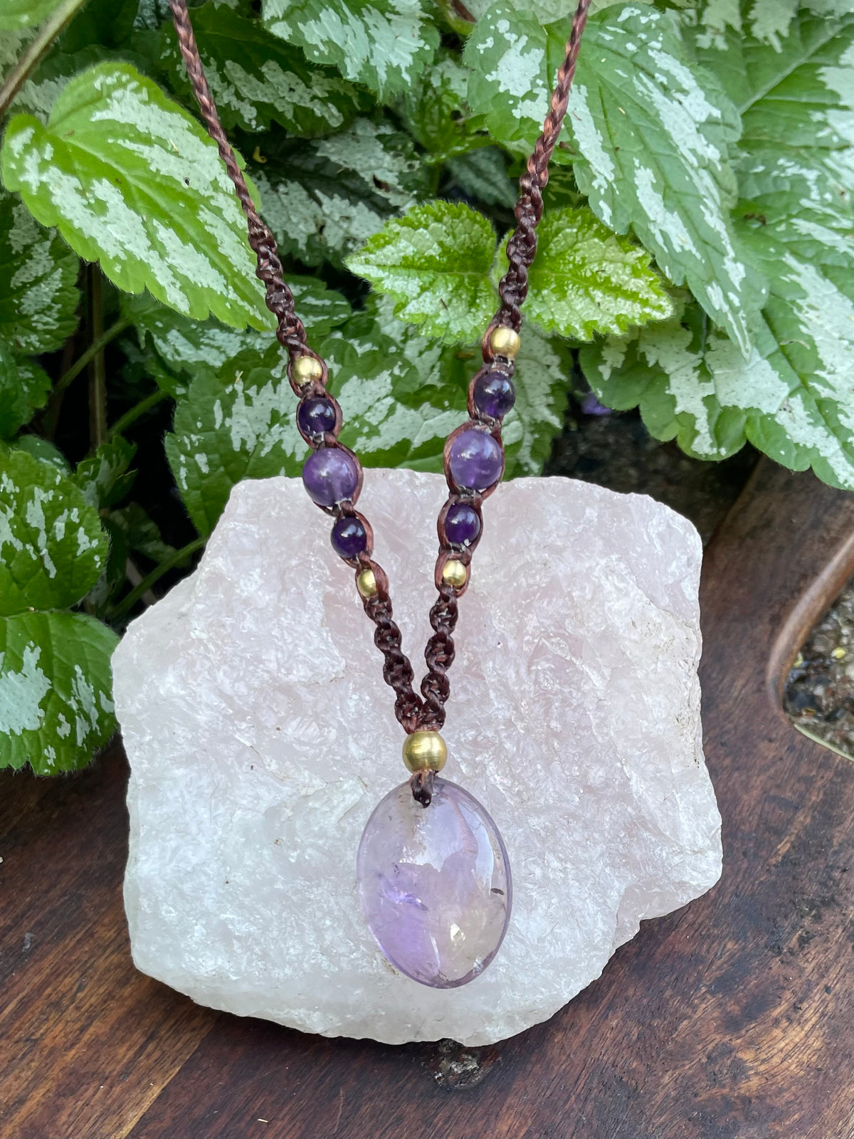 Amethyst Pendant, Macrame necklace