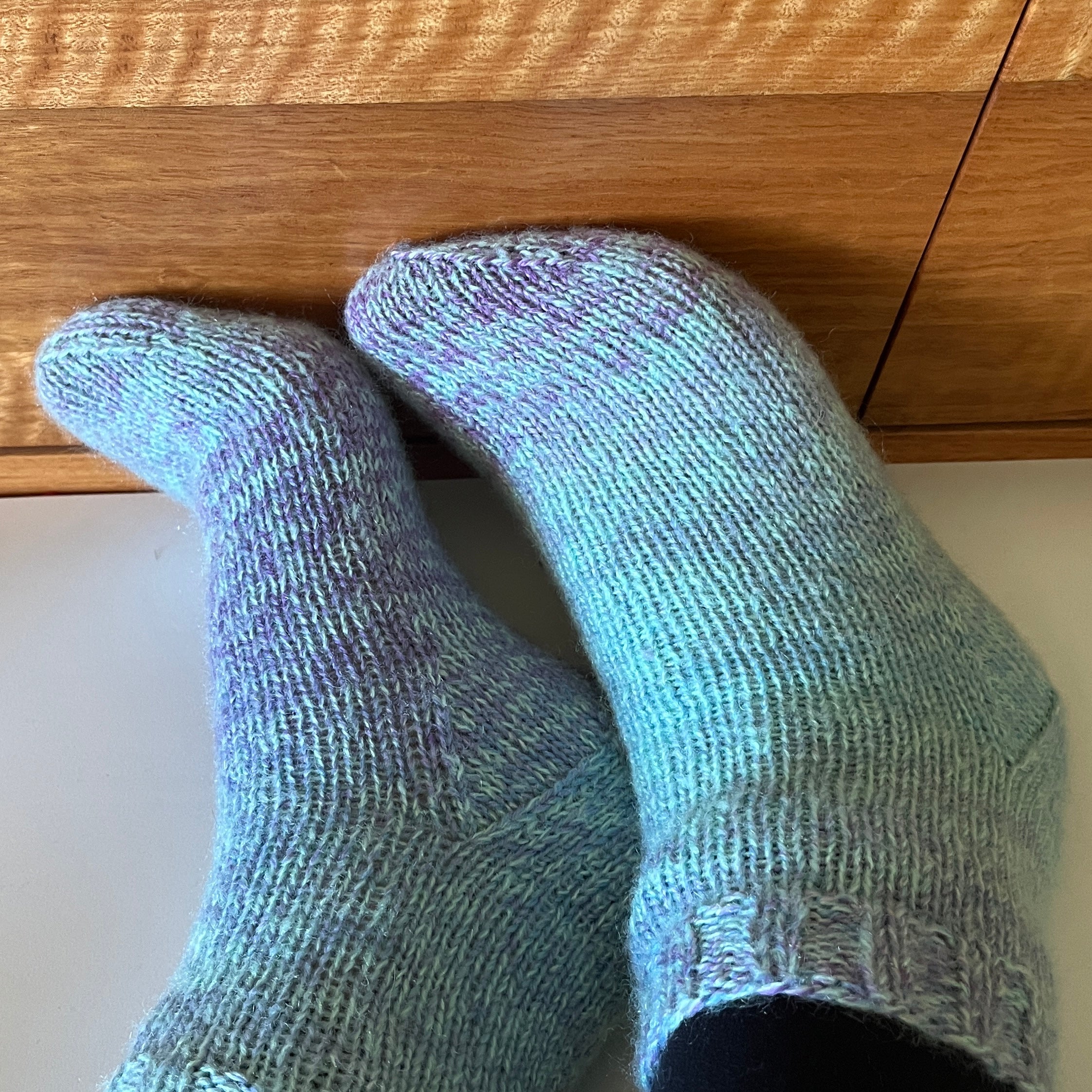 Hand knit socks using Australian hand dyed yarn