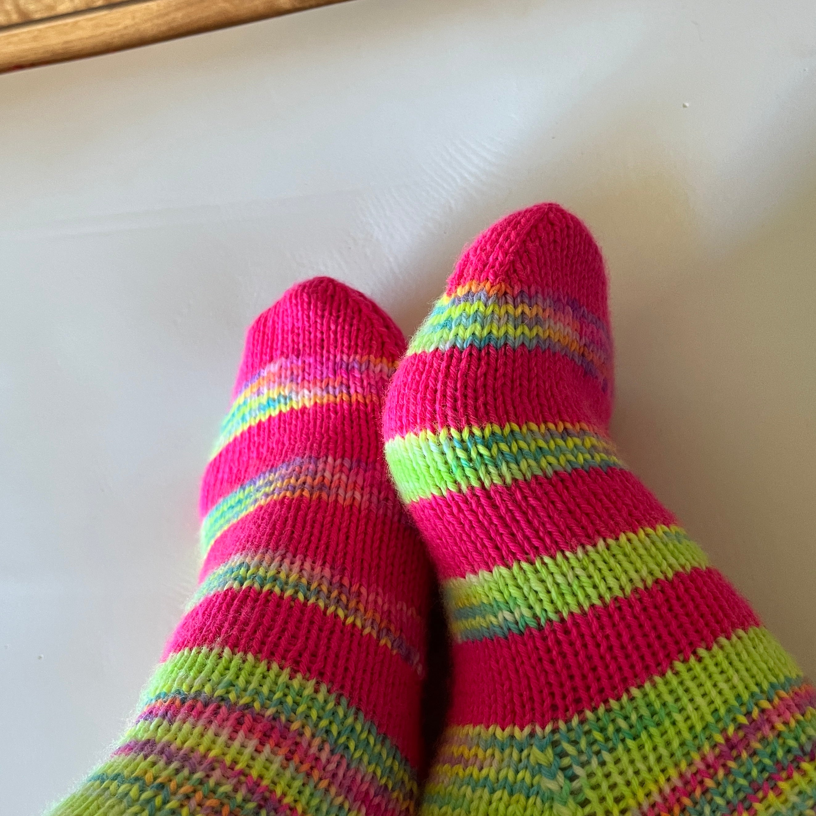 Hand knit socks using Australian hand dyed yarn