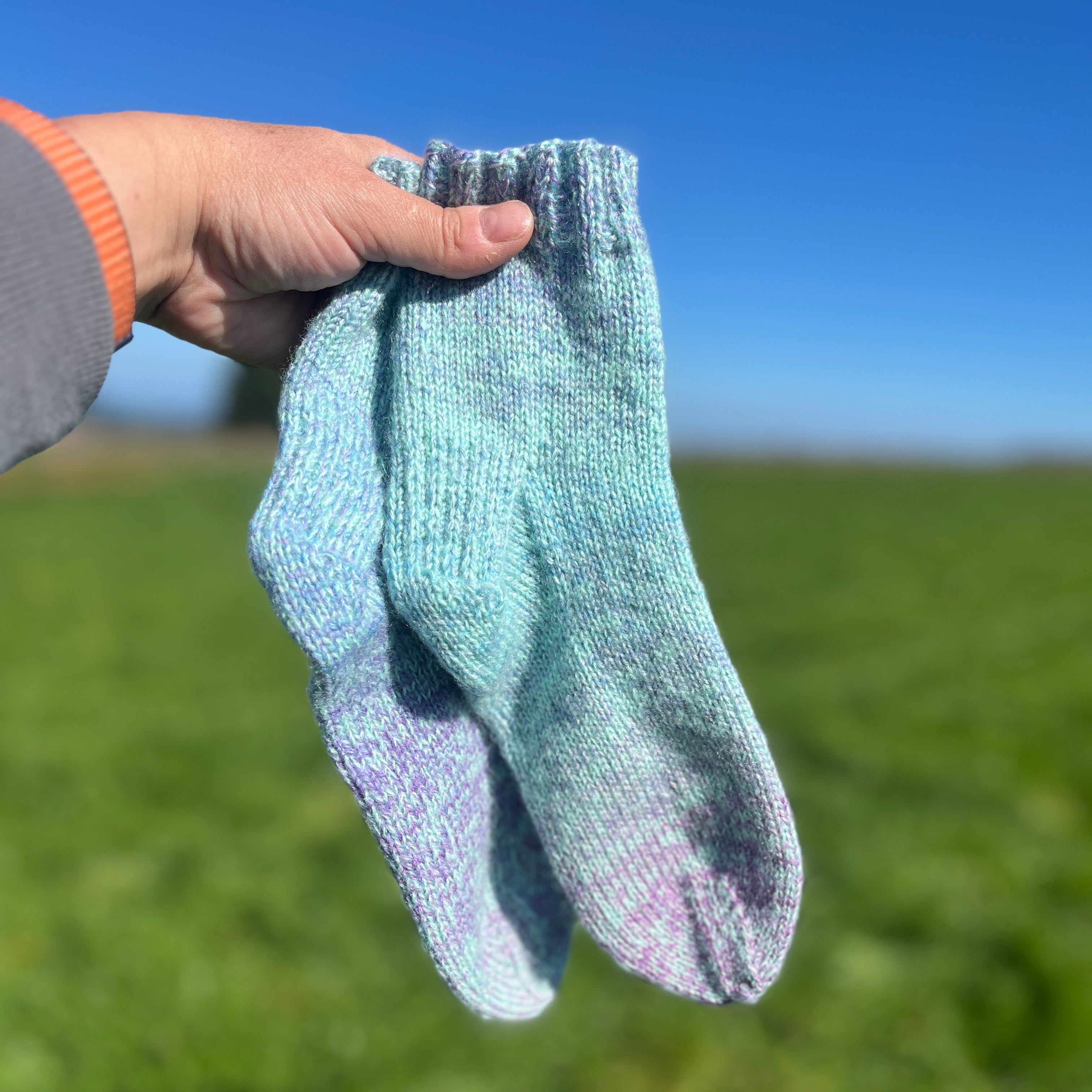 Hand knit socks using Australian hand dyed yarn