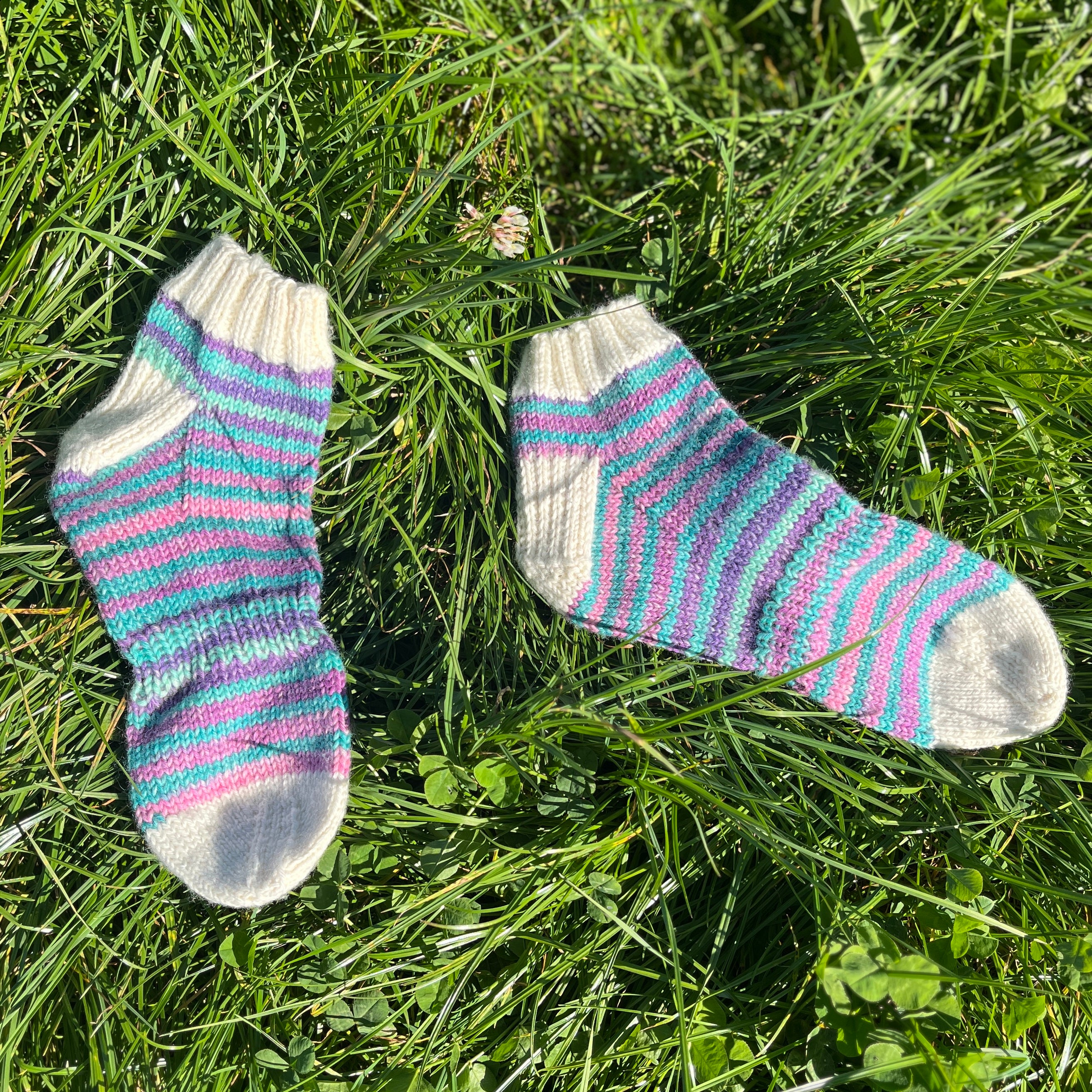 Hand knit socks using Australian hand dyed yarn