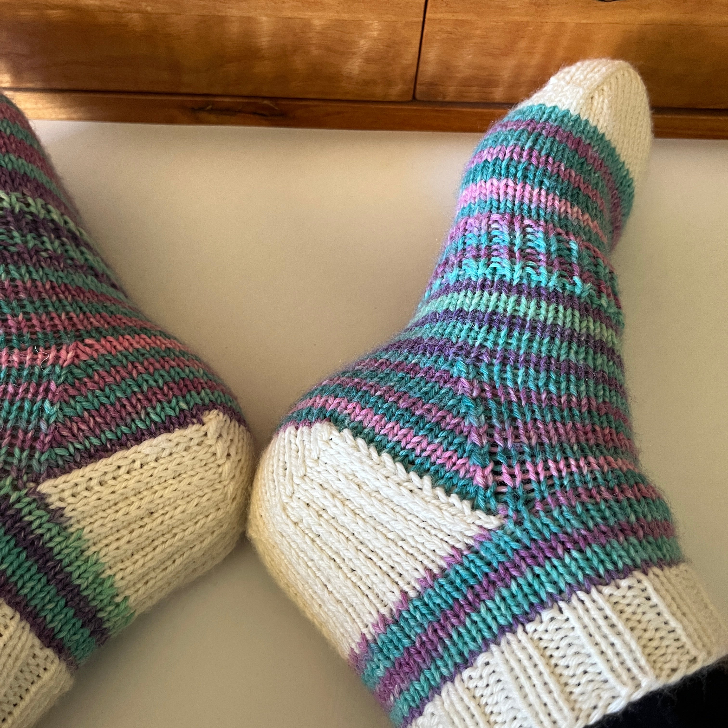 Hand knit socks using Australian hand dyed yarn