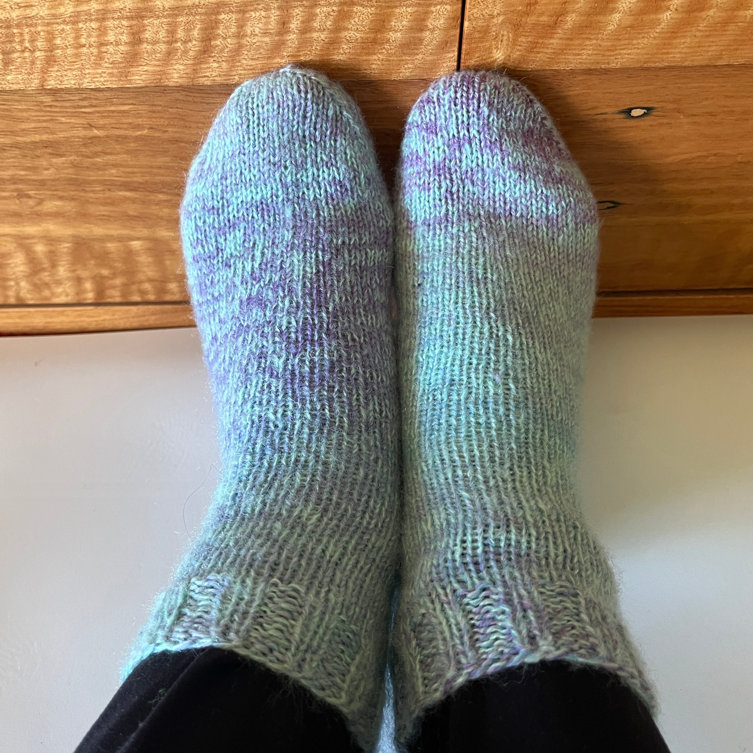 Hand knit socks using Australian hand dyed yarn