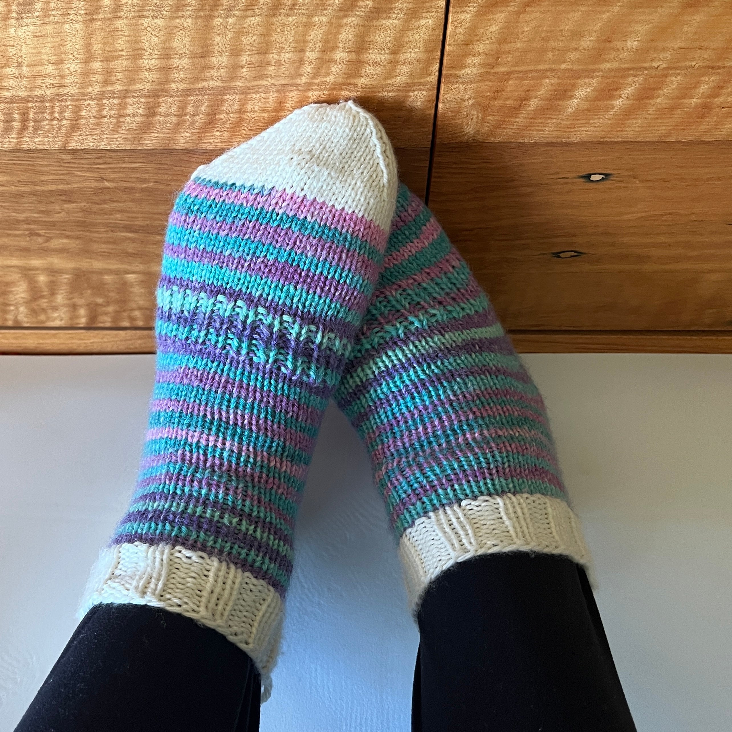 Hand knit socks using Australian hand dyed yarn