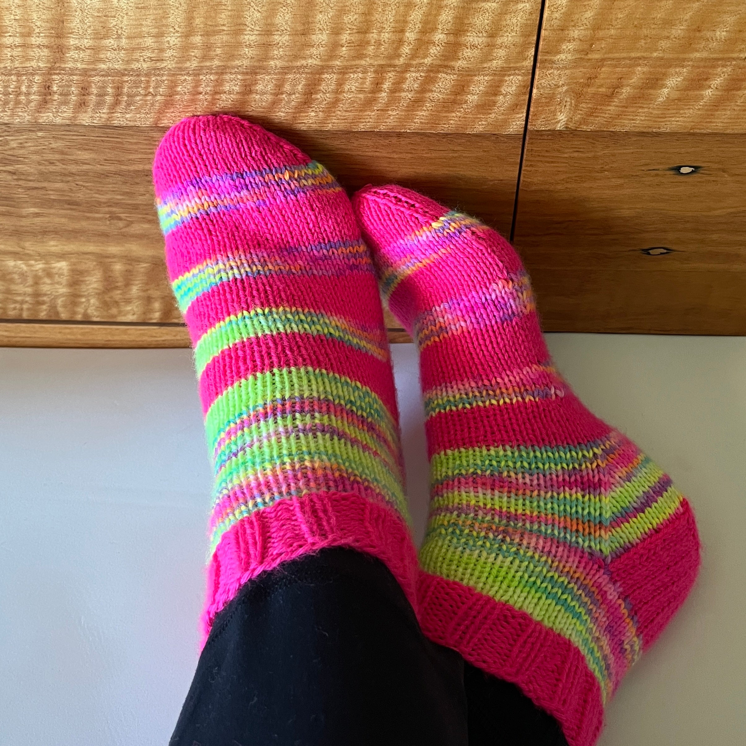Hand knit socks using Australian hand dyed yarn