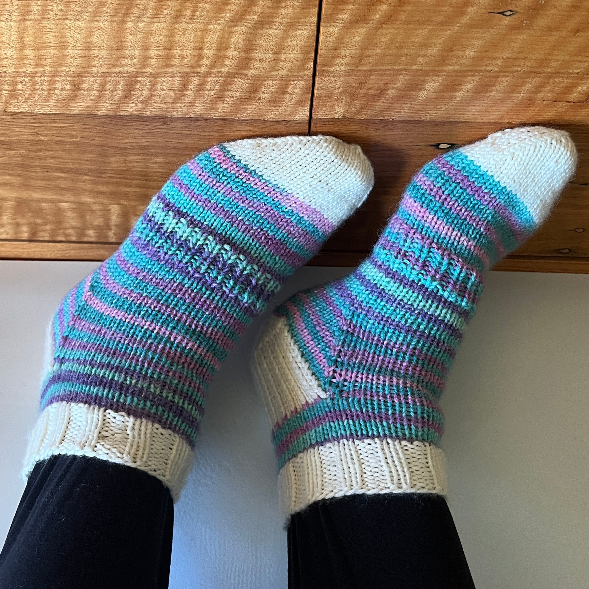 Hand knit socks using Australian hand dyed yarn