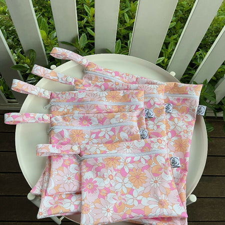 Water-resistant Reusable Wet Bags - Eden Floral Orange (JacSlade)