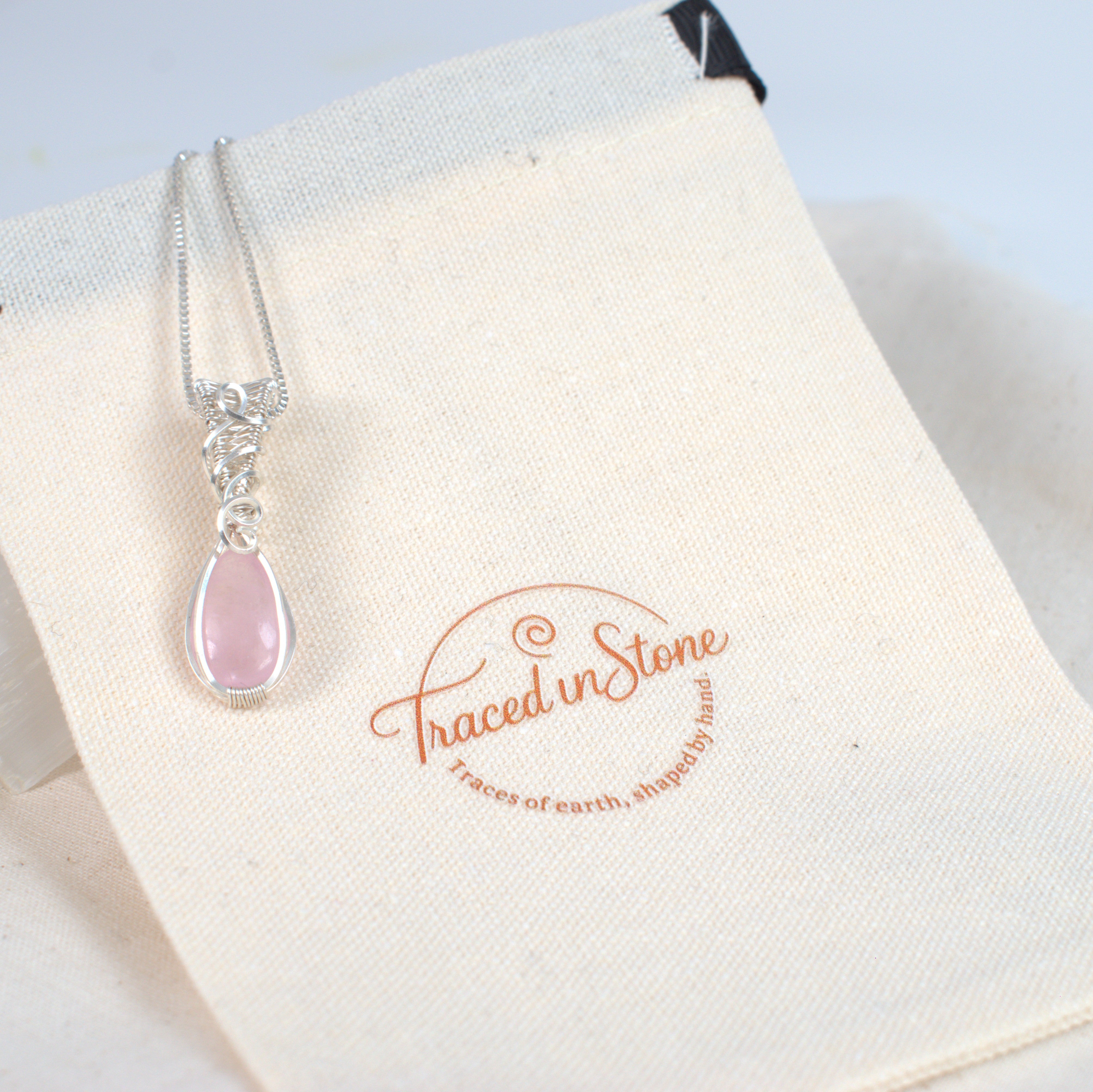 Amity - Natural Morganite Pendant in Silver-Filled Wire