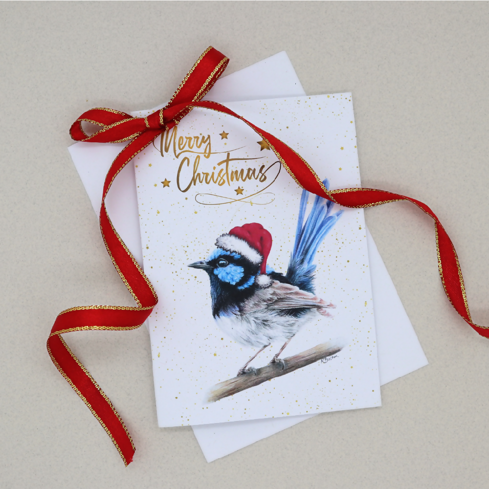 Australian-artist-christmas-card-superb-fairy-wren-front