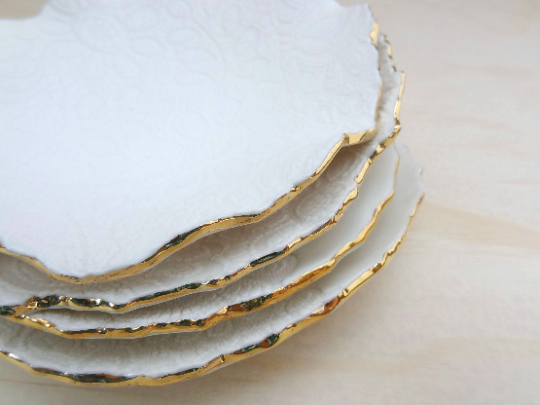 Personalised ring dish with gold or silver initials and rim, Custom Wedding Gift, Anniversary Gift