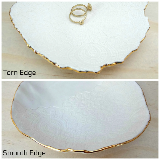 Personalised ring dish with gold or silver initials and rim, Custom Wedding Gift, Anniversary Gift