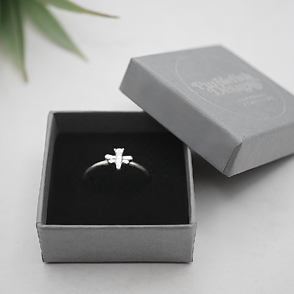 bee ring sterling silver gift box sml