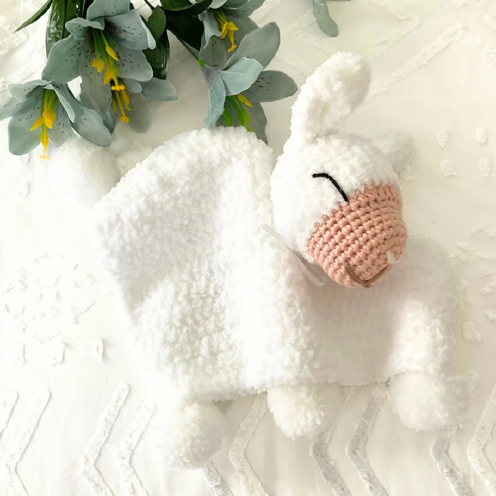 Handmade Crotchet Llama Baby Lovey, Llama Snuggle Blanket