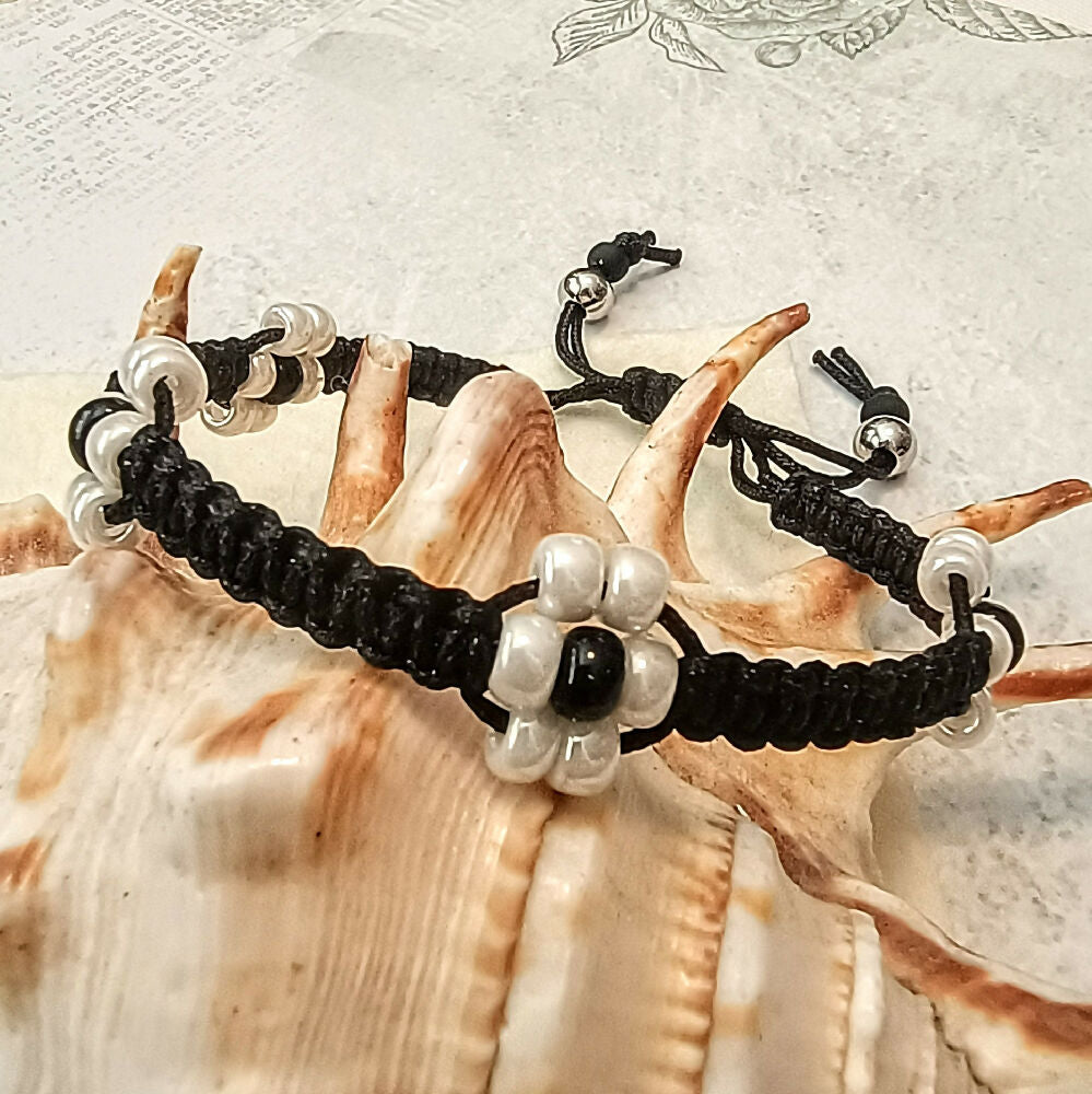 Assorted Micro-Macrame Beaded Blossom Bangles