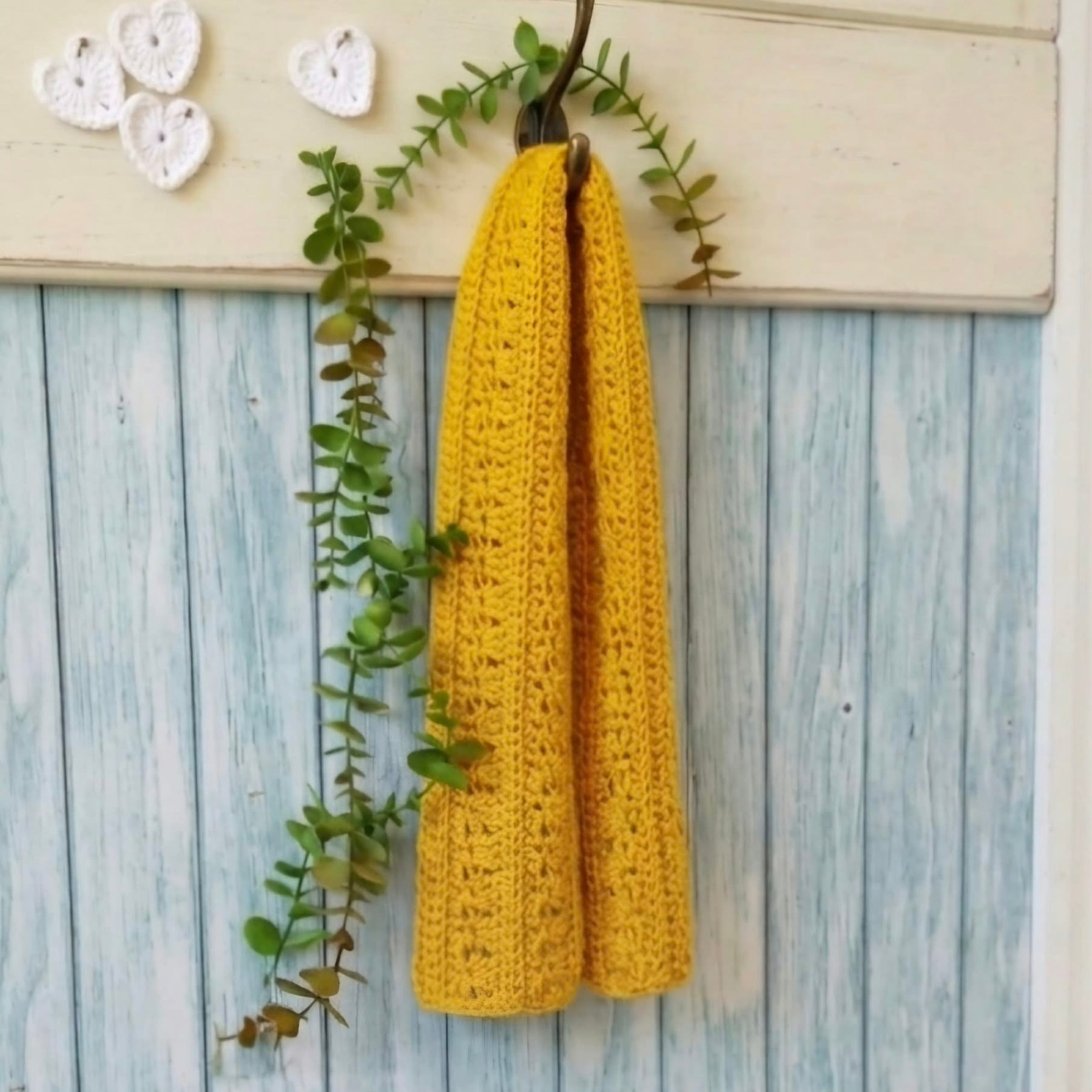 Crochet Blended Lines Scarf | Handmade Adult Scarf | Mustard