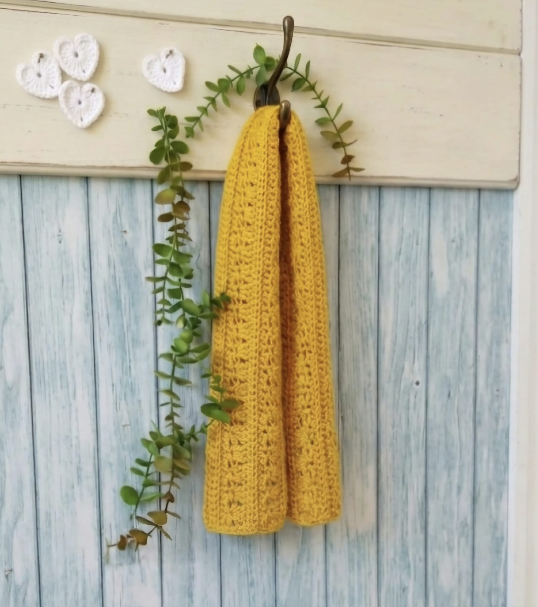 Crochet Blended Lines Scarf | Handmade Adult Scarf | Mustard