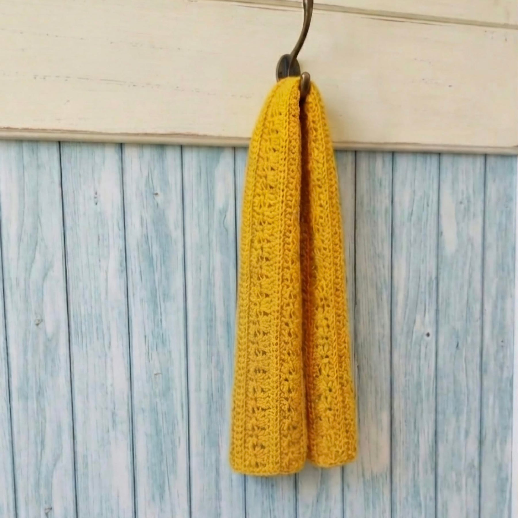 Crochet Blended Lines Scarf | Handmade Adult Scarf | Mustard