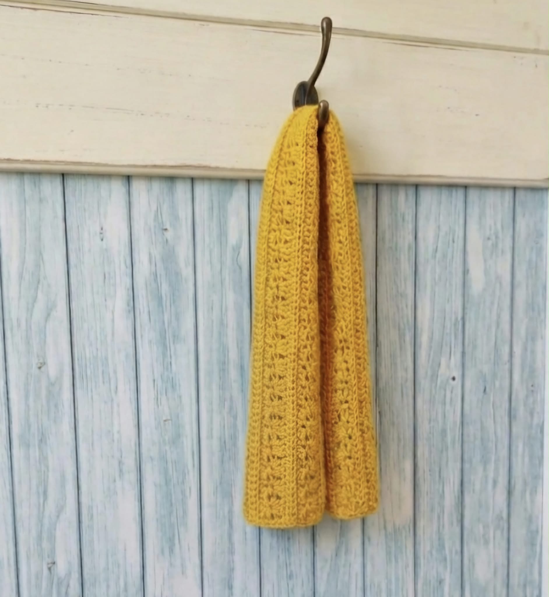 Crochet Blended Lines Scarf | Handmade Adult Scarf | Mustard