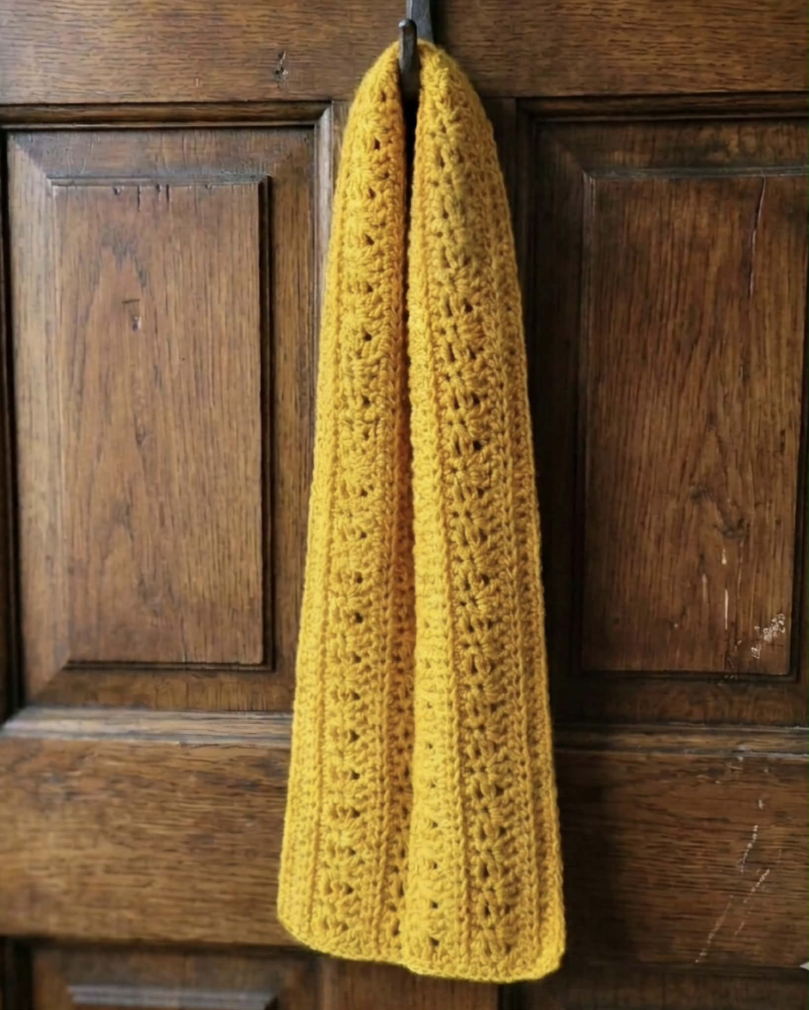 Crochet Blended Lines Scarf | Handmade Adult Scarf | Mustard