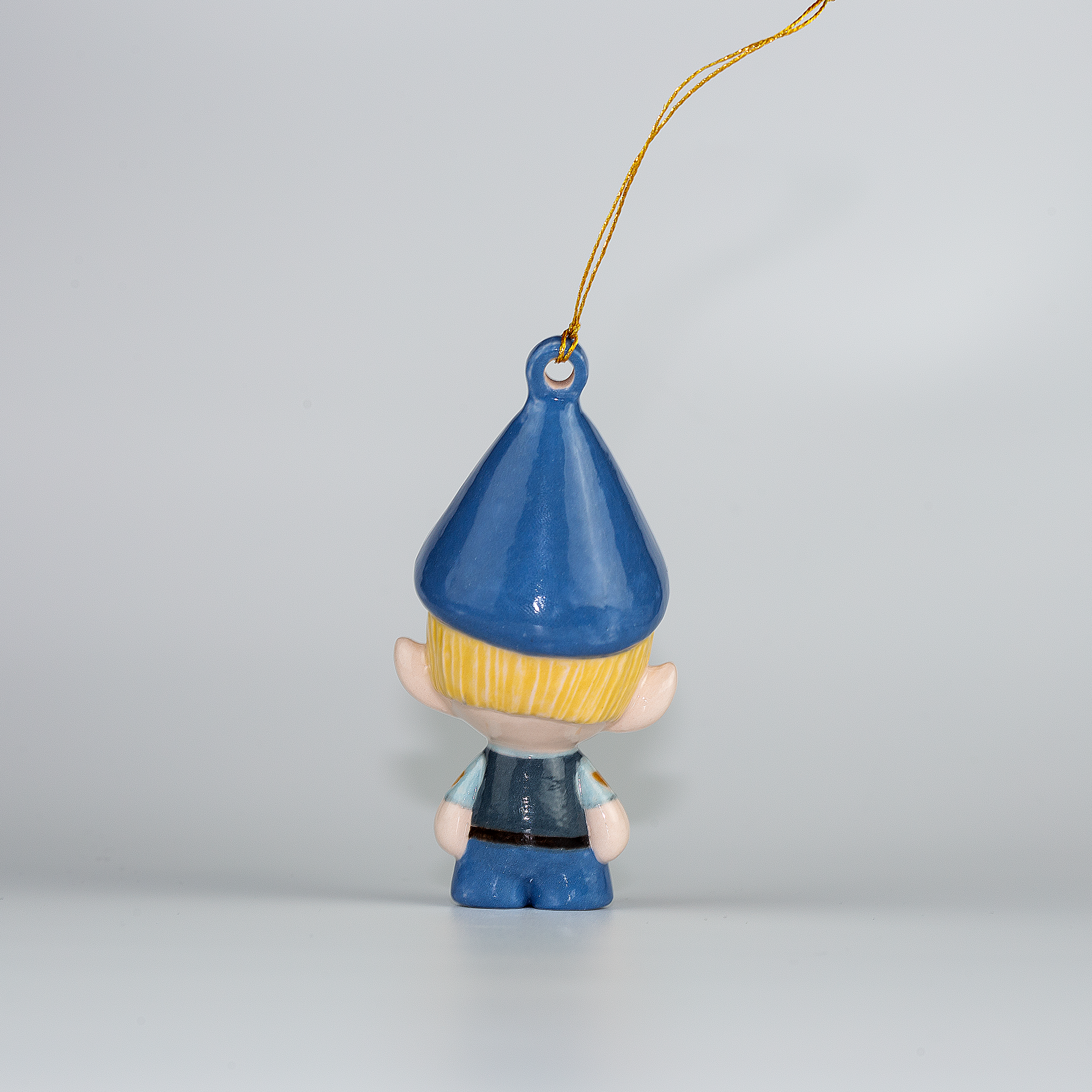 Handmade Porcelain Christmas ornament. One-of-a-kind. Dave, the Copper Elf.