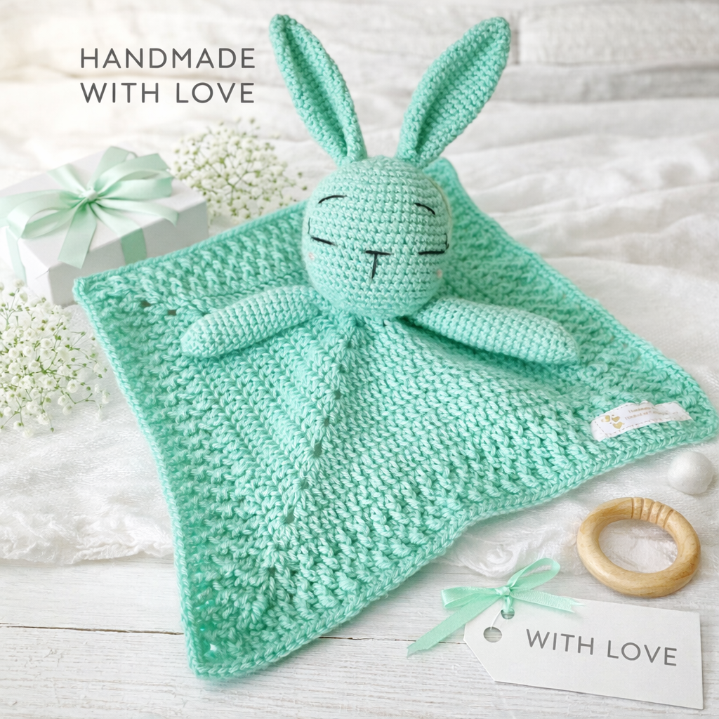 Handmade | Crochet | Bunny | Security Blanket | Comforter | Lovey