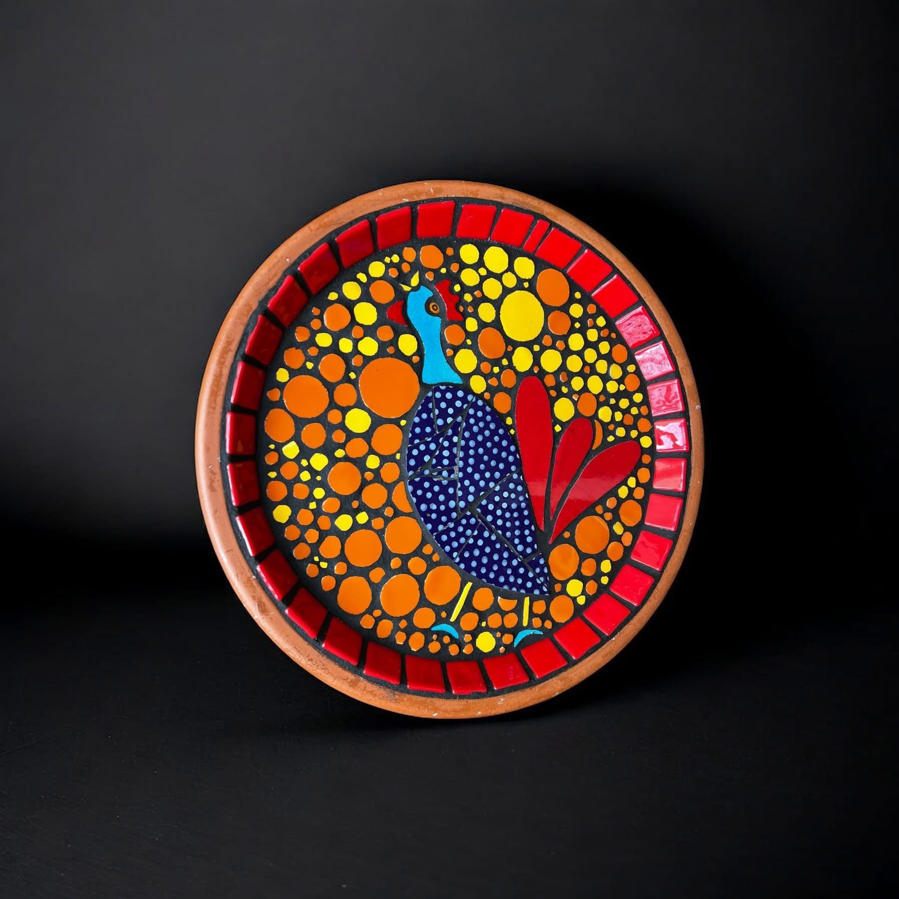 Mosaic Birdbath. Rooster.