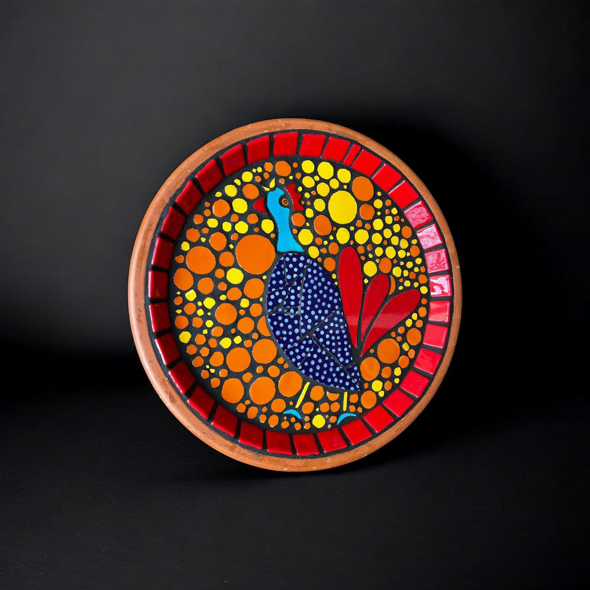 Mosaic Birdbath. Rooster.