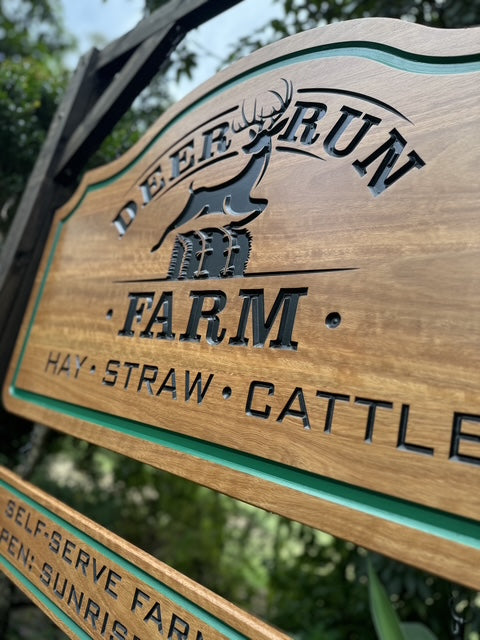 Personalized Solid Wood Farm Entrance Sign for Acreage & Country Homesteads