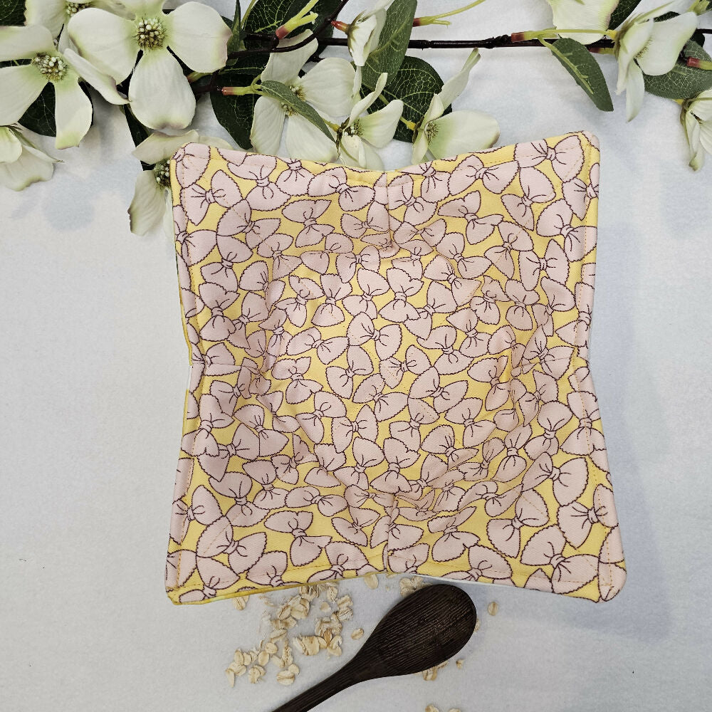 Hot/Cold Cozy Bowl - Pink Bows & Yellow Floral