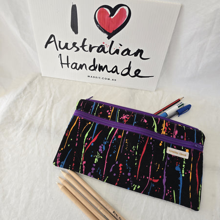 Splash Coloured Double Zippered Pencil Case