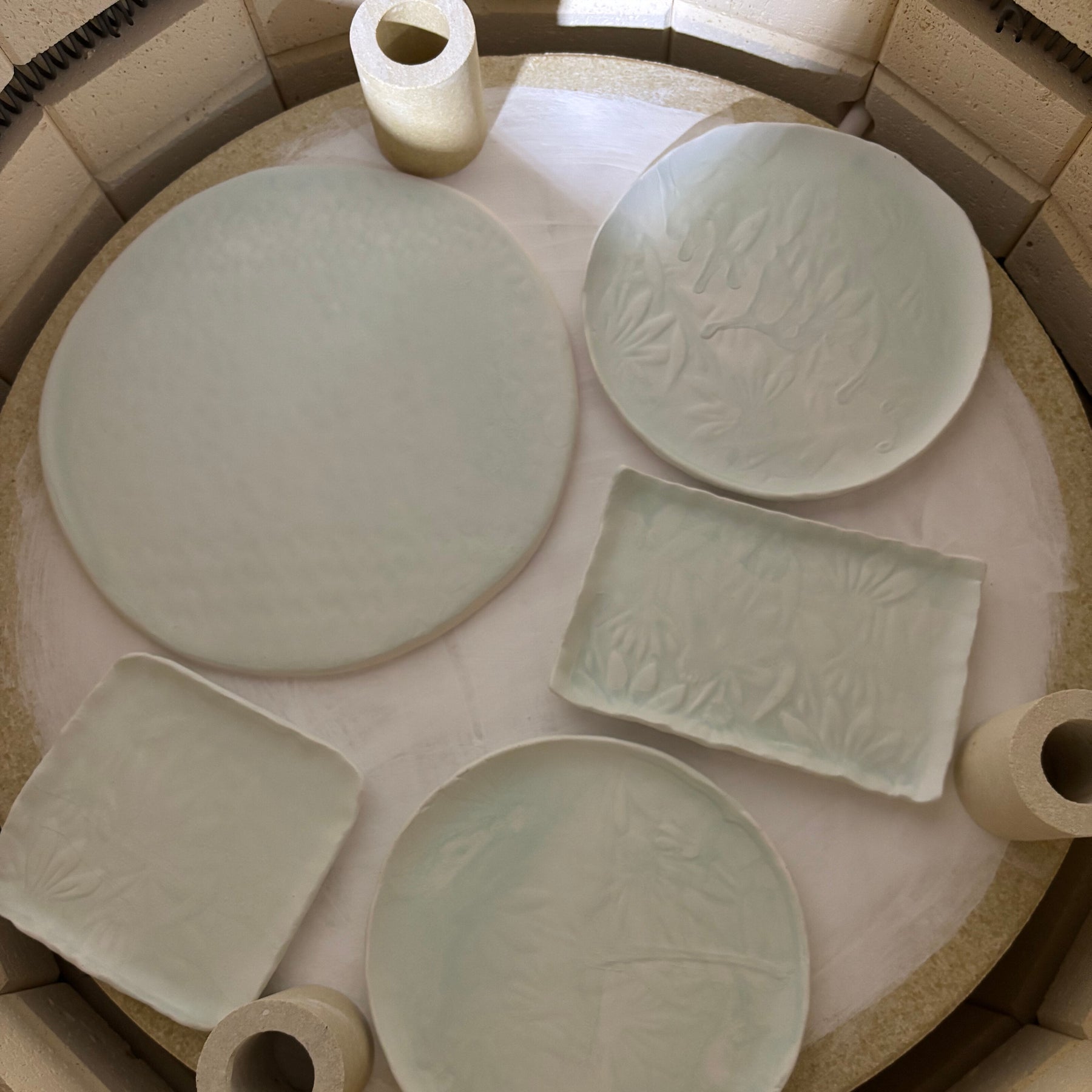 Handmade Ceramic Cheese Platter 19cm–Seafoam Teal Stoneware Board