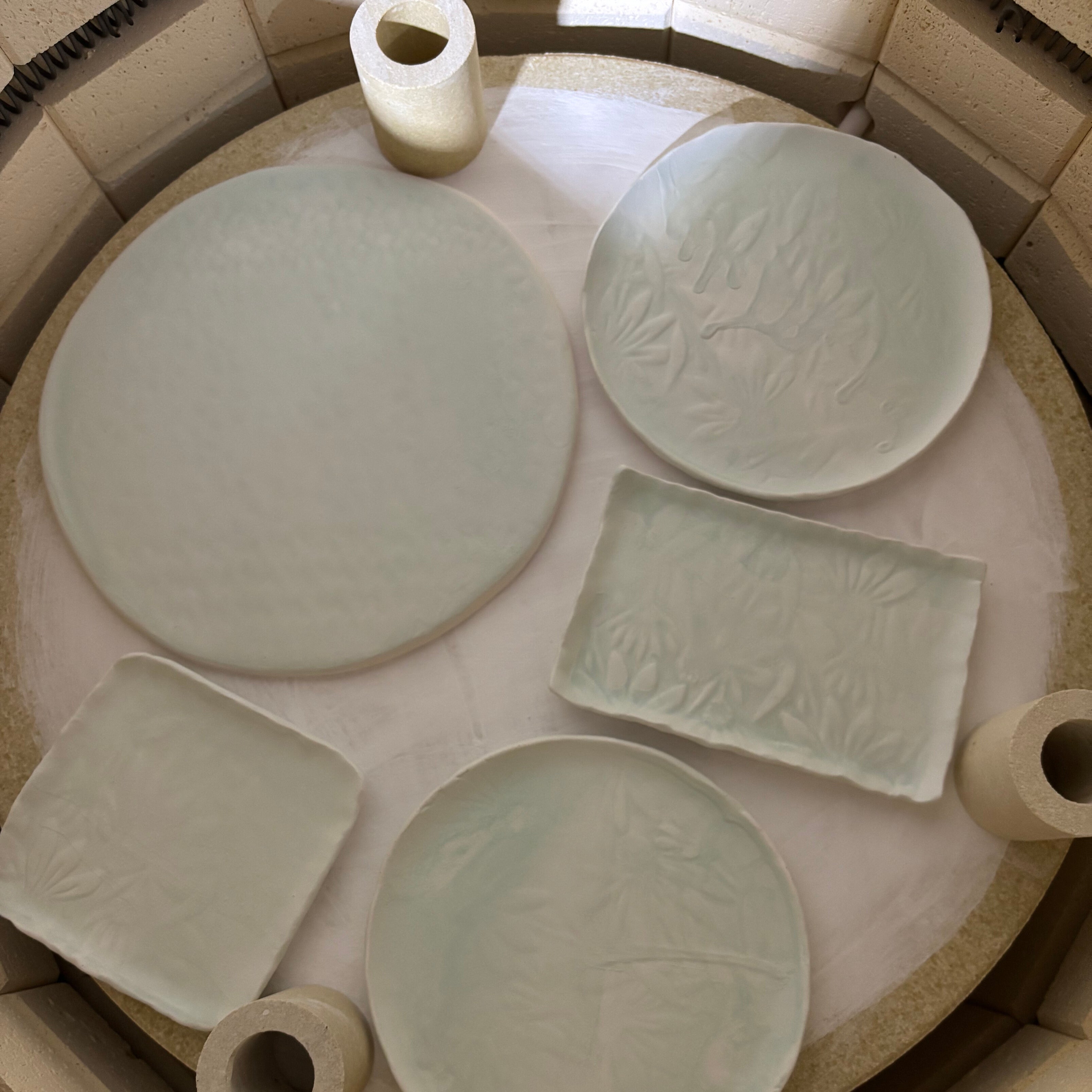 Handmade Ceramic Cheese Platter 19cm–Seafoam Teal Stoneware Board