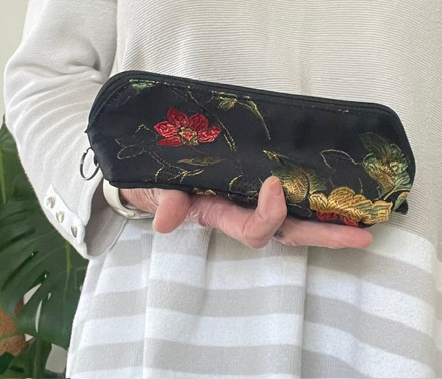 Black Satin Makeup Bag