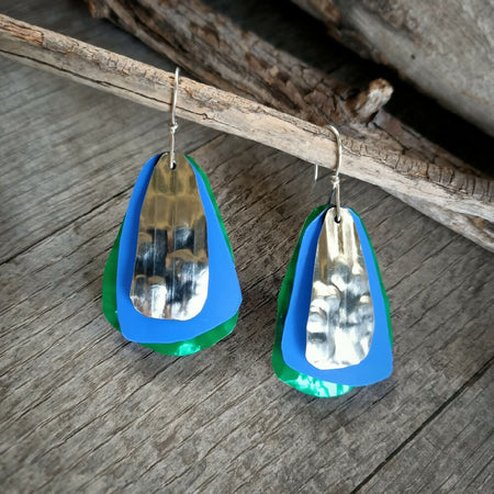 Trash to Treasure Upcycled Mix Earrings - blue green