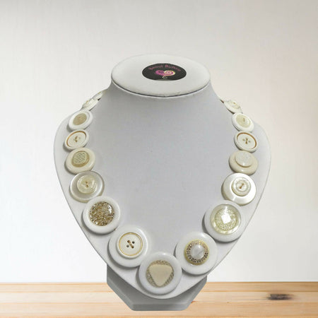 Button necklace - White Night