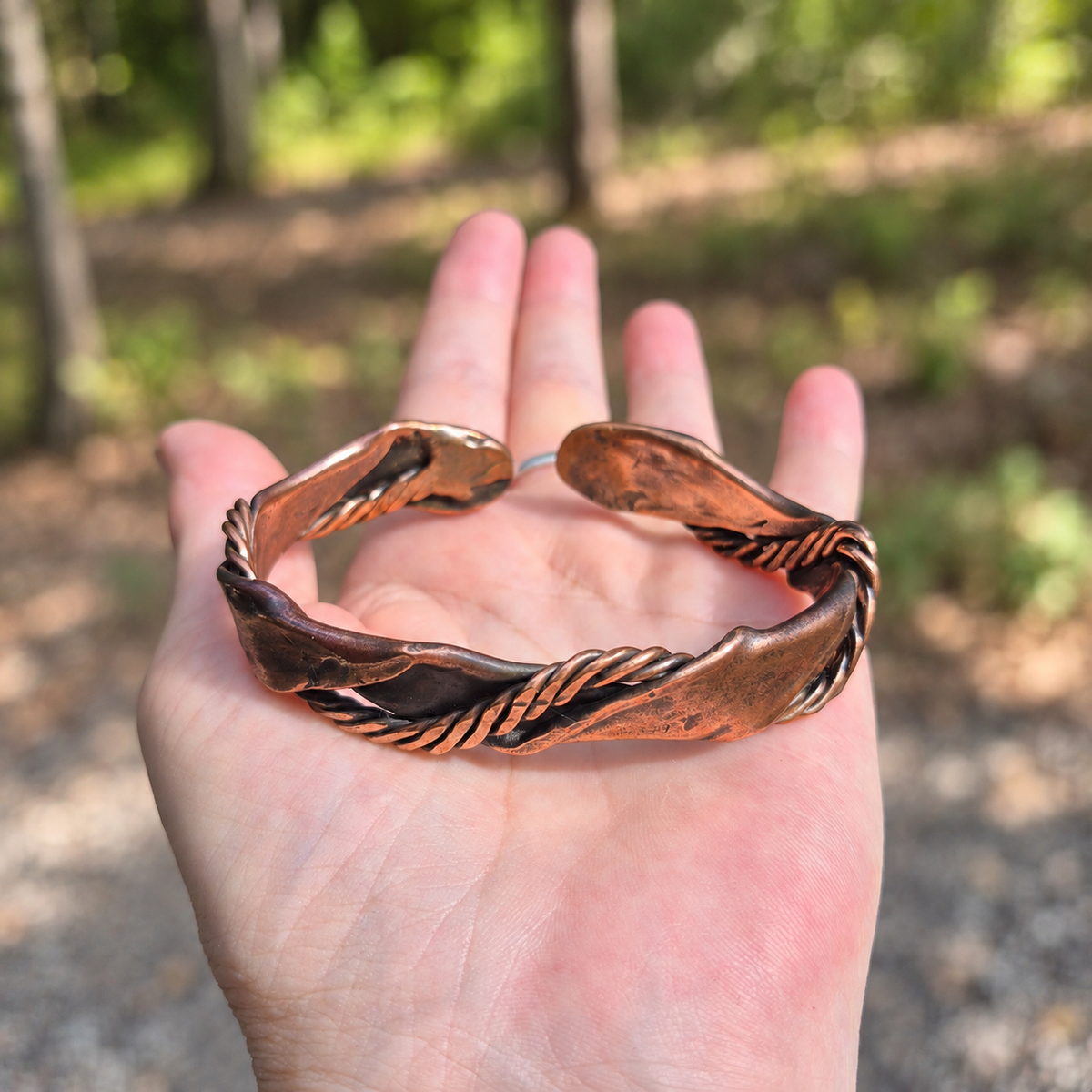 Handmade Twisted Ribbon Copper Cuff Bracelet B026