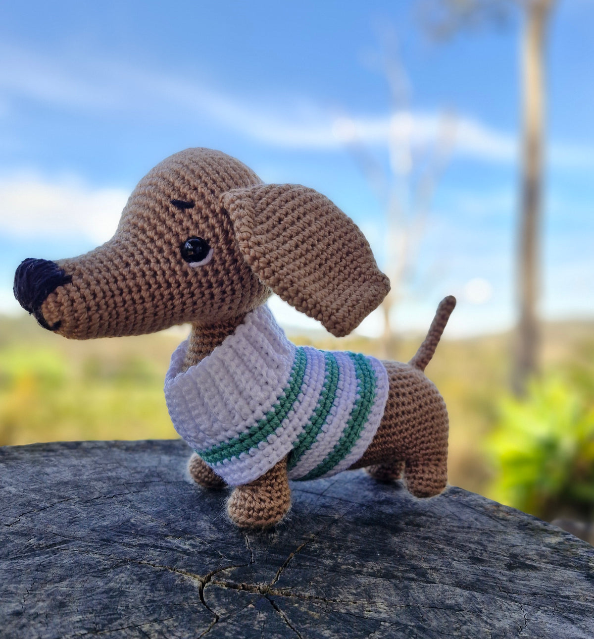 Hand crochet Light Brown Dachshund Dog (Sausage Dog)