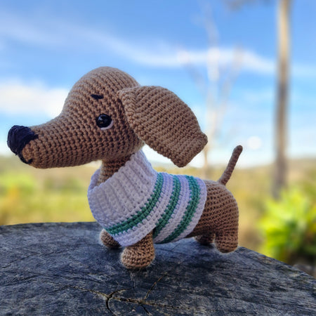 Hand crochet Light Brown Dachshund Dog (Sausage Dog)