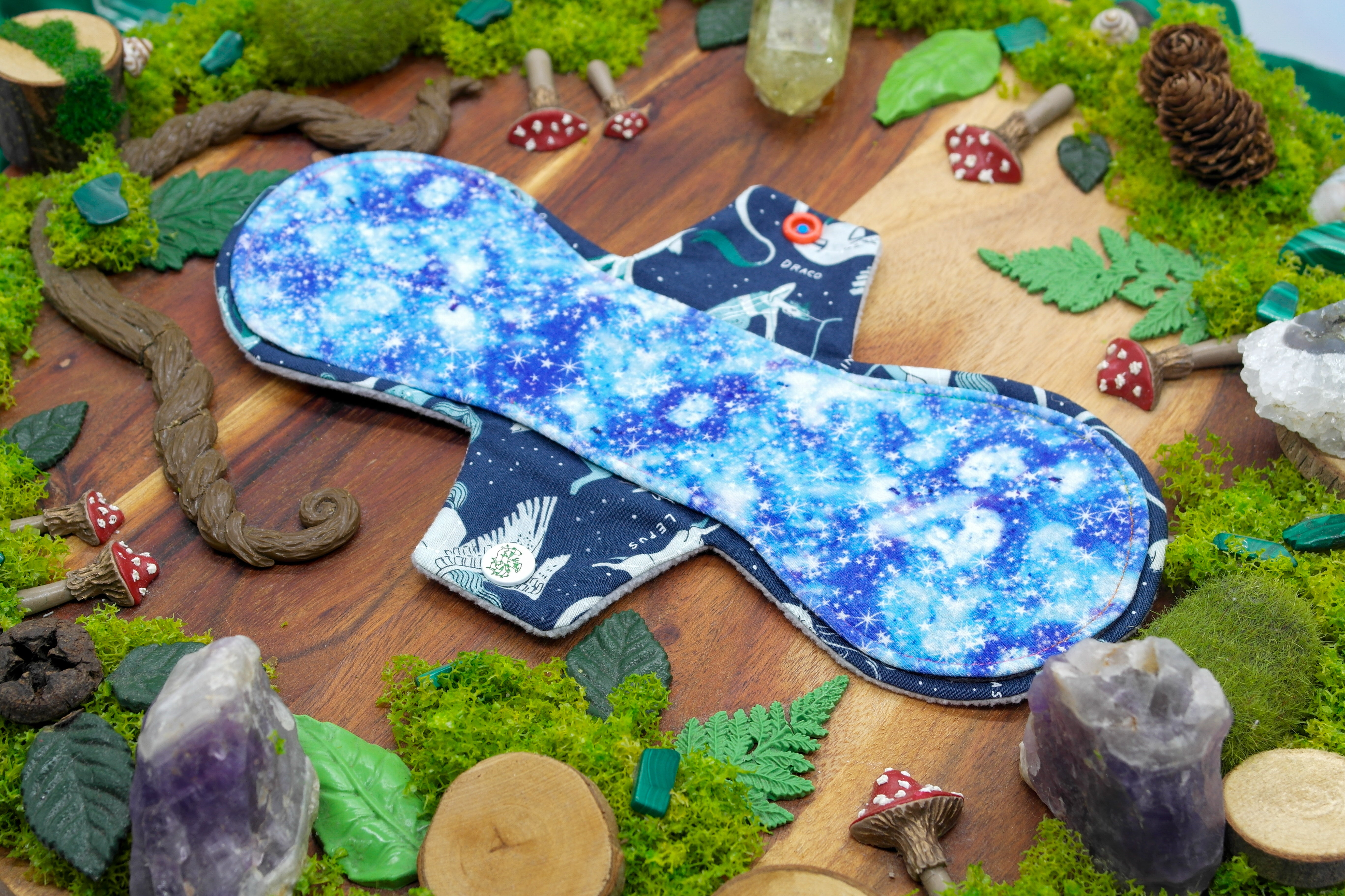 Eco-friendly reusable menstrual cloth pad 10" heavy Moonrise - Blue