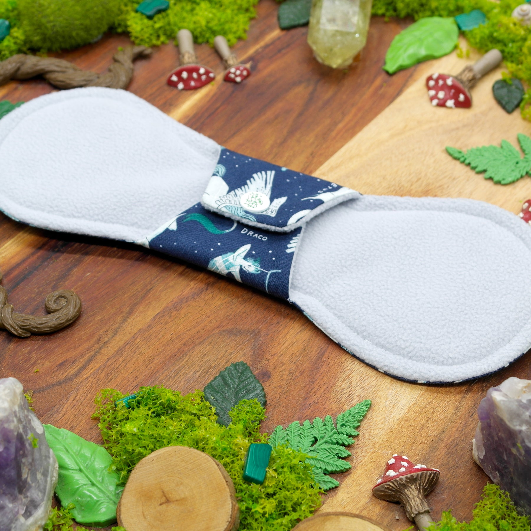 Eco-friendly reusable menstrual cloth pad 10" heavy Moonrise - Blue