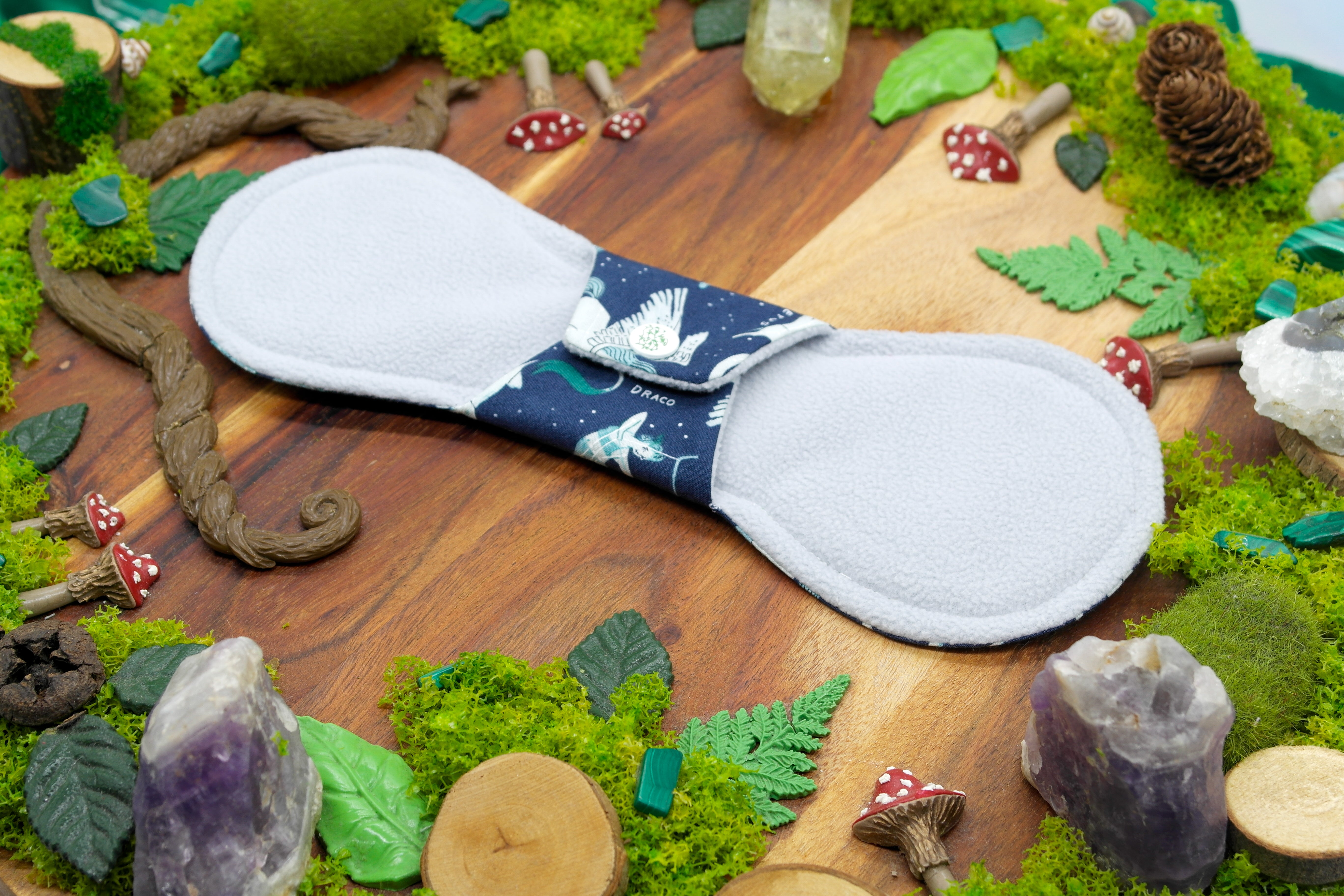 Eco-friendly reusable menstrual cloth pad 10" heavy Moonrise - Blue