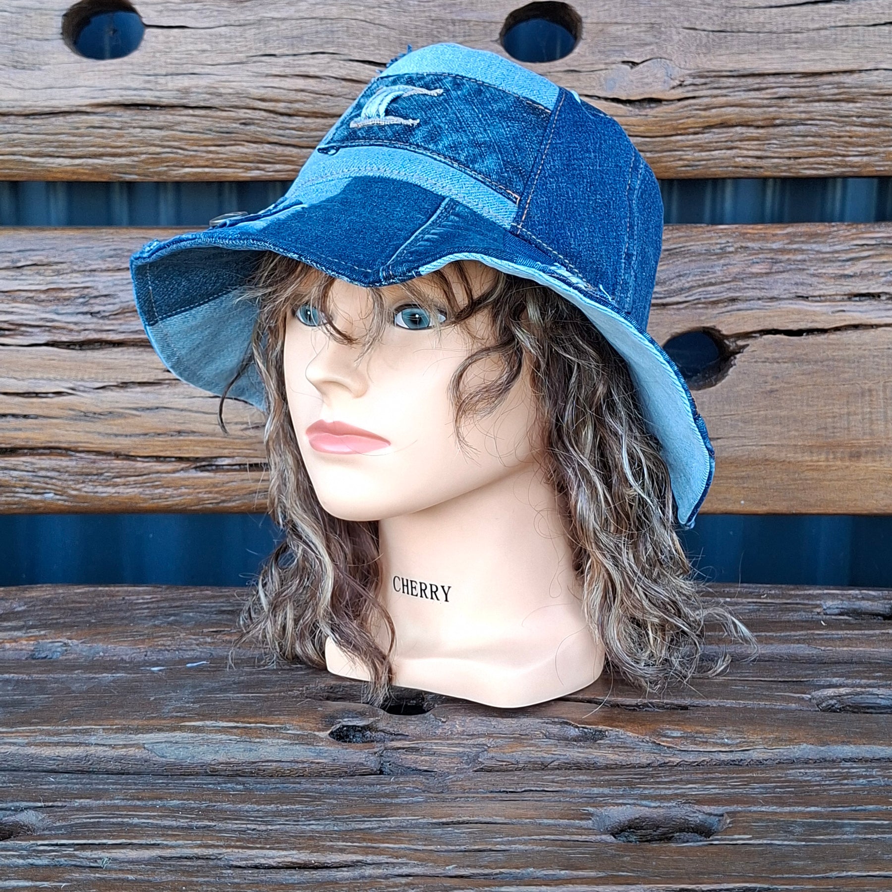 Unique, 'Jag', Gender Neutral, Recycled, Reversible Denim Bucket Hat