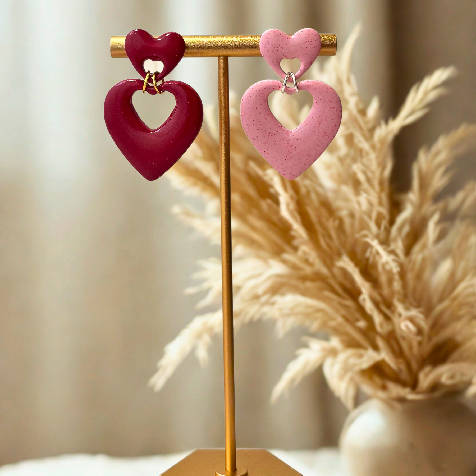 Sweetheart Drops – Handmade Polymer Clay Earrings