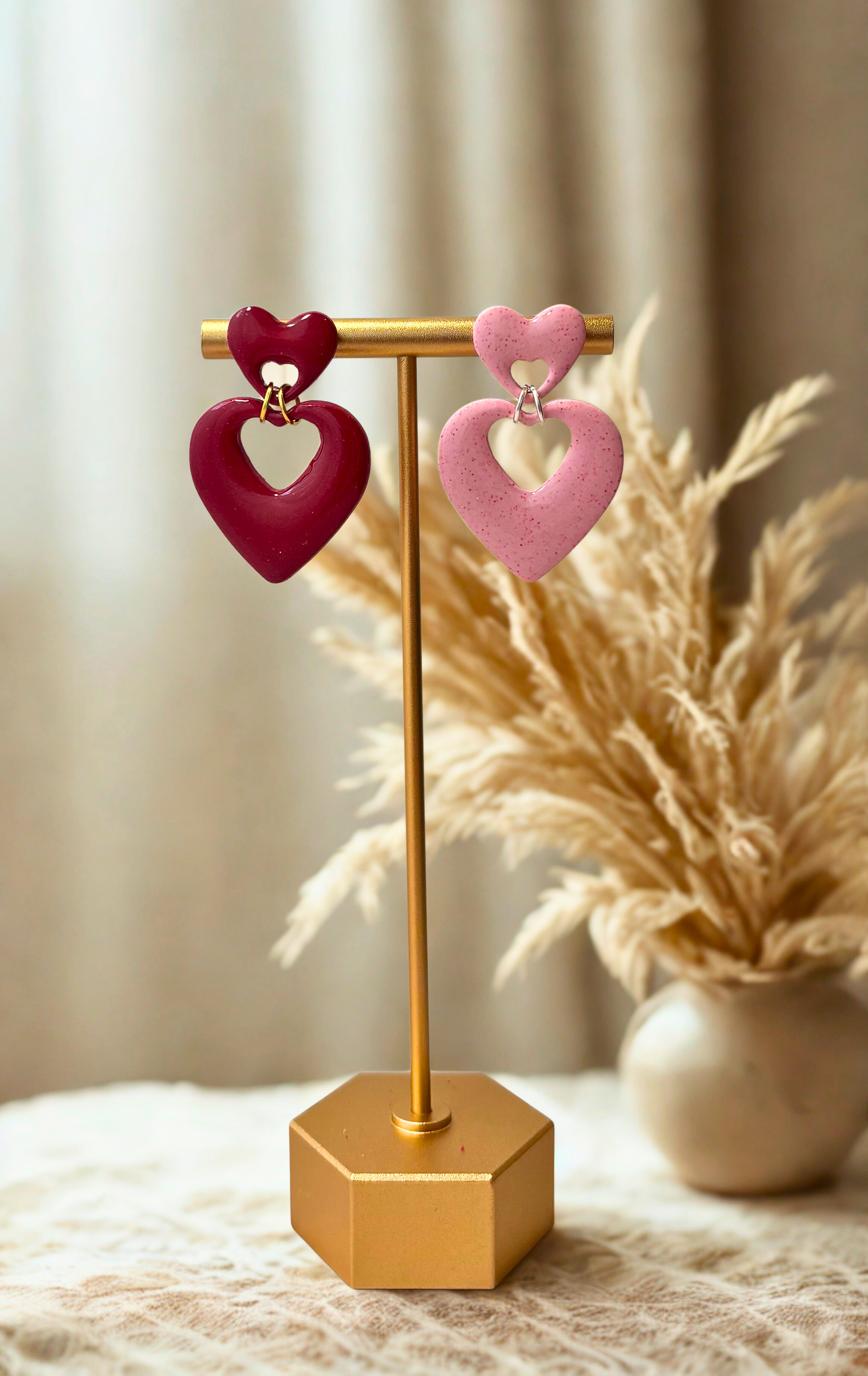 Sweetheart Drops – Handmade Polymer Clay Earrings