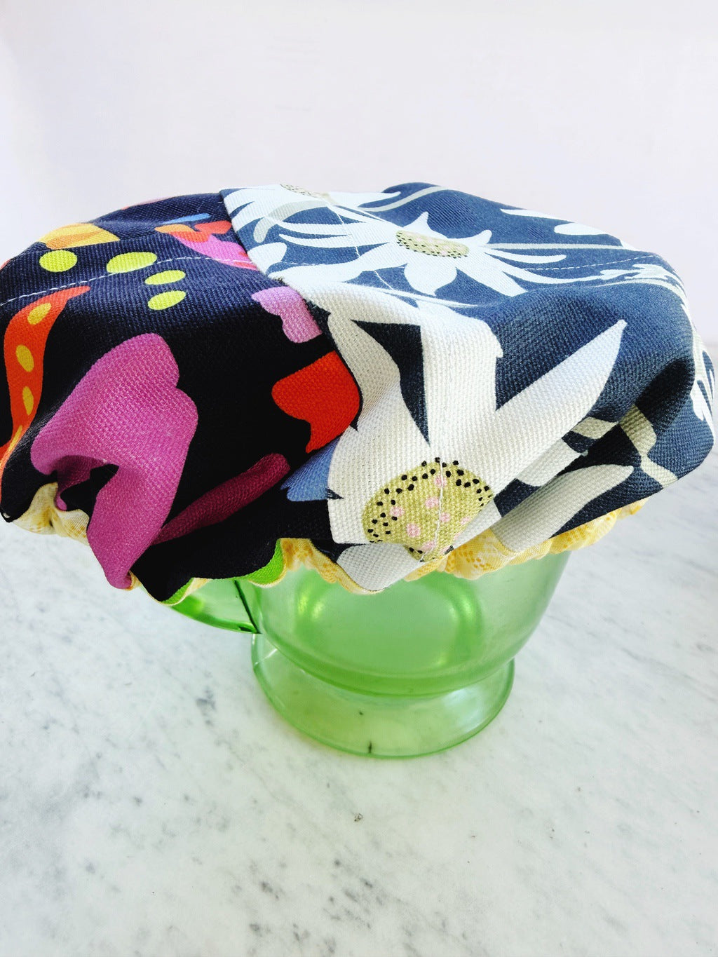 Flannel flowers, reusable fabric bowl covers. Set of two. Proofing cloths.