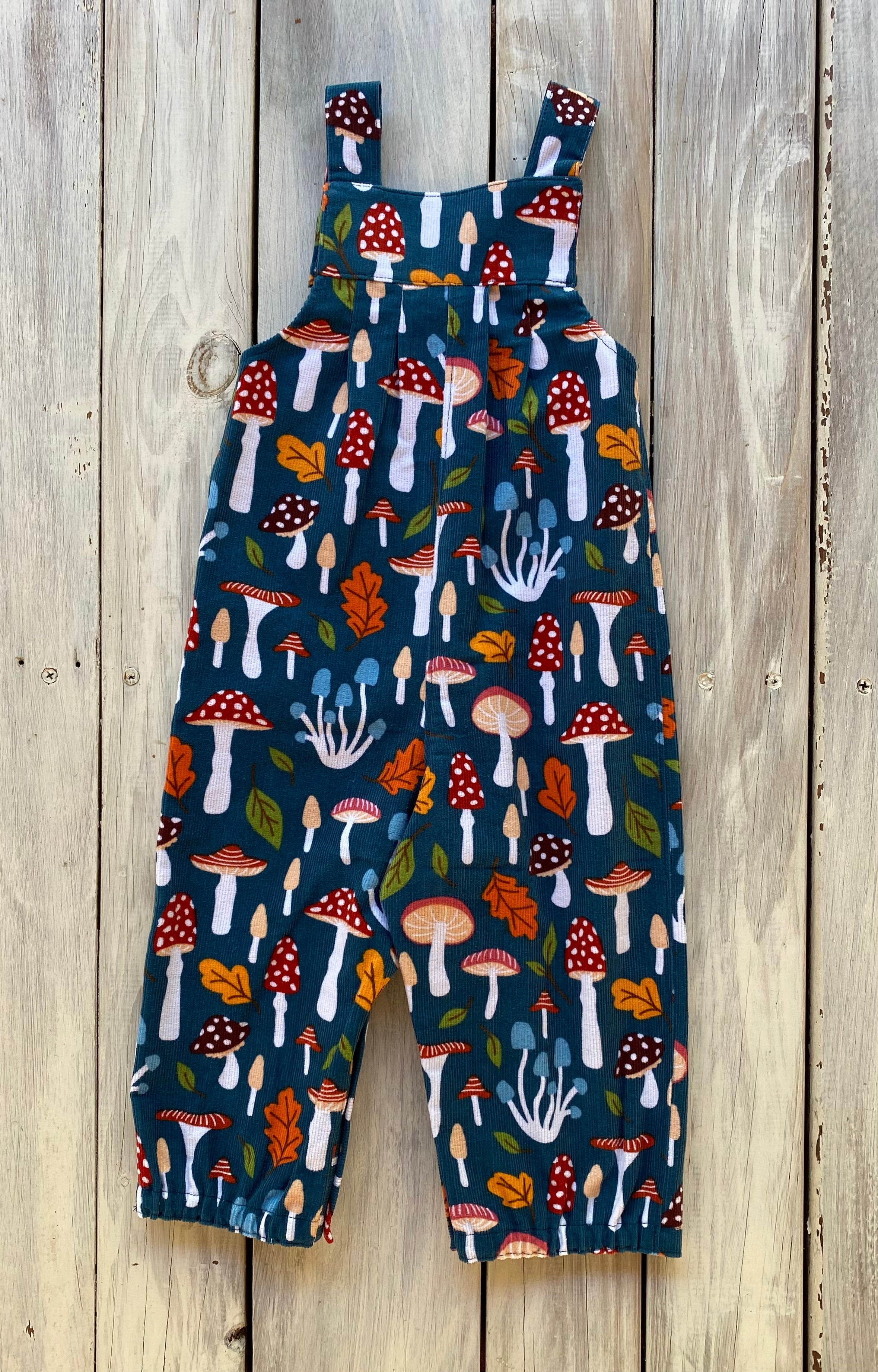 Corduroy Childs overalls large mushroom print in size 0