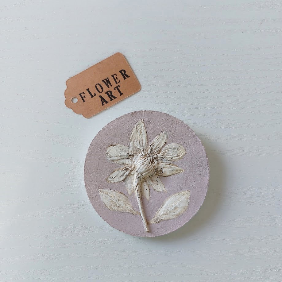Hand-pressed botanical Wall Art | Floral Bas-Relief Plaster Plaque